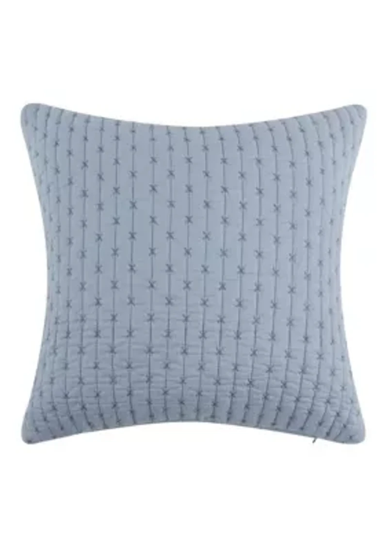 Cross Stitch Chambray Square Pillow 18x18