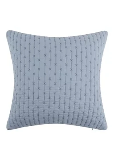 Cross Stitch Chambray Square Pillow 18x18