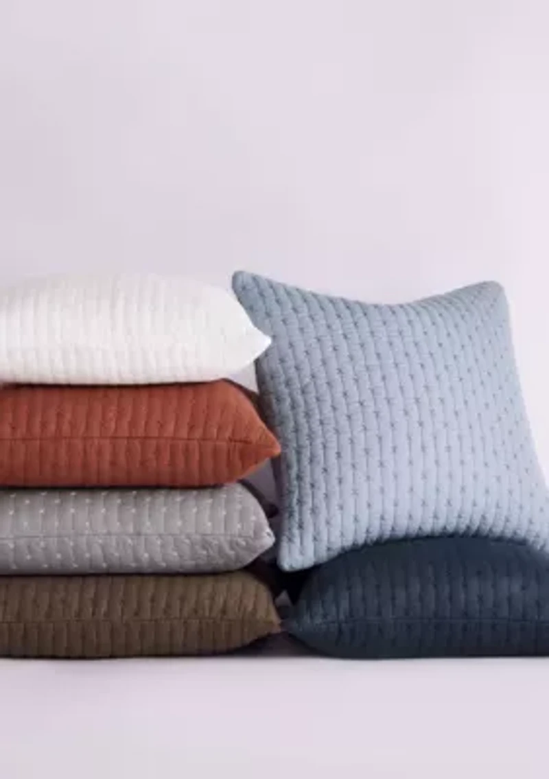 Cross Stitch Chambray Square Pillow 18x18