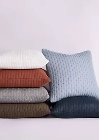 Cross Stitch Chambray Square Pillow 18x18