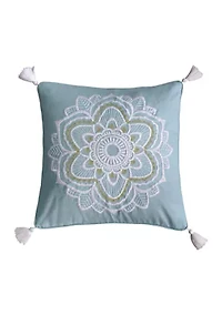  Angelina Linen Medallion Tassel Pillow