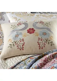 Angelina Linen Bird Embroidered Pillow