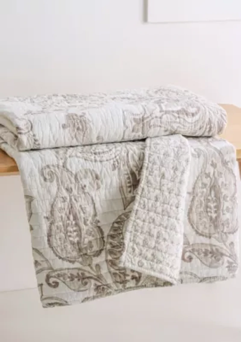 Bennett Taupe Quilted Throw