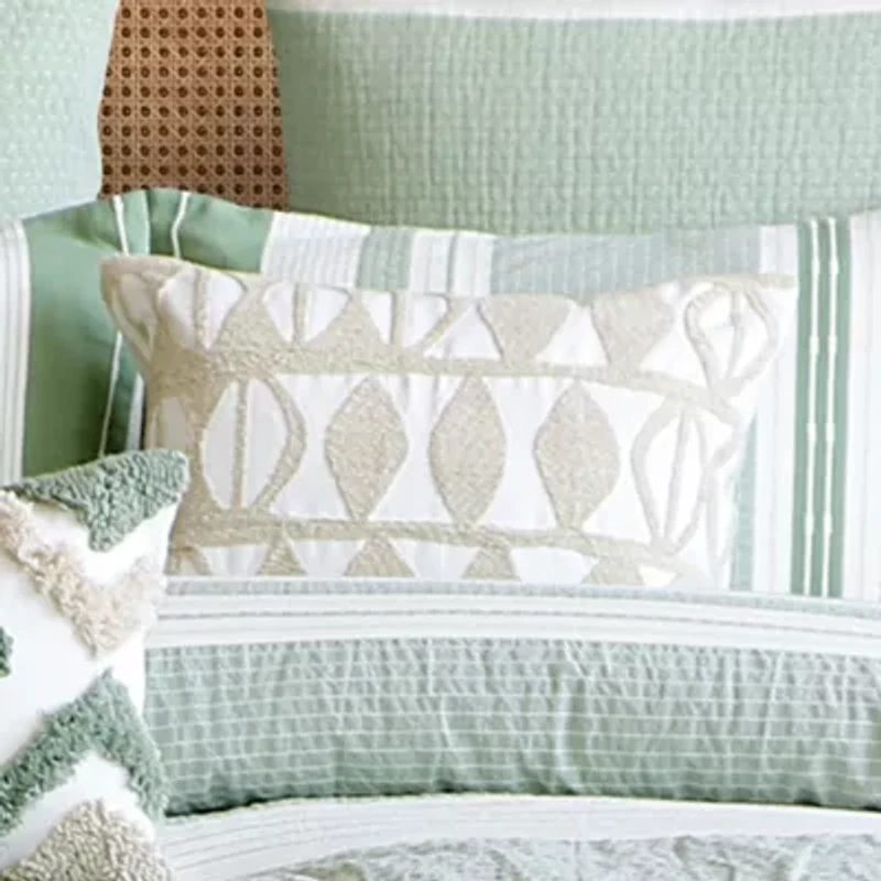 Pickford Bleige Natural Crewel Geo Pillow 14x18