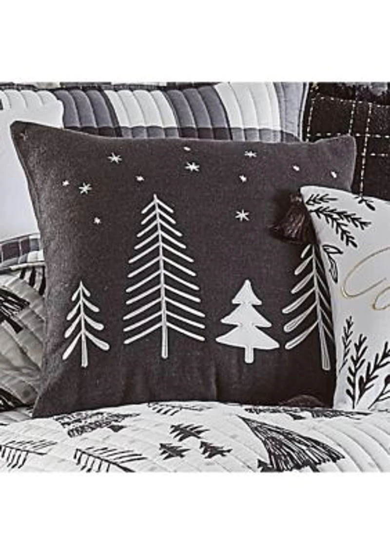 Northern Star Charcoal Wool Tree Pillow