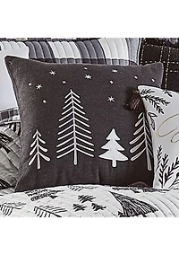 Northern Star Charcoal Wool Tree Pillow