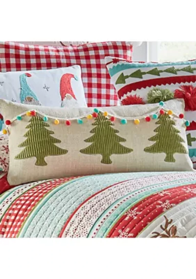 Let it Snow Sparkle Xmas Pom Pillow