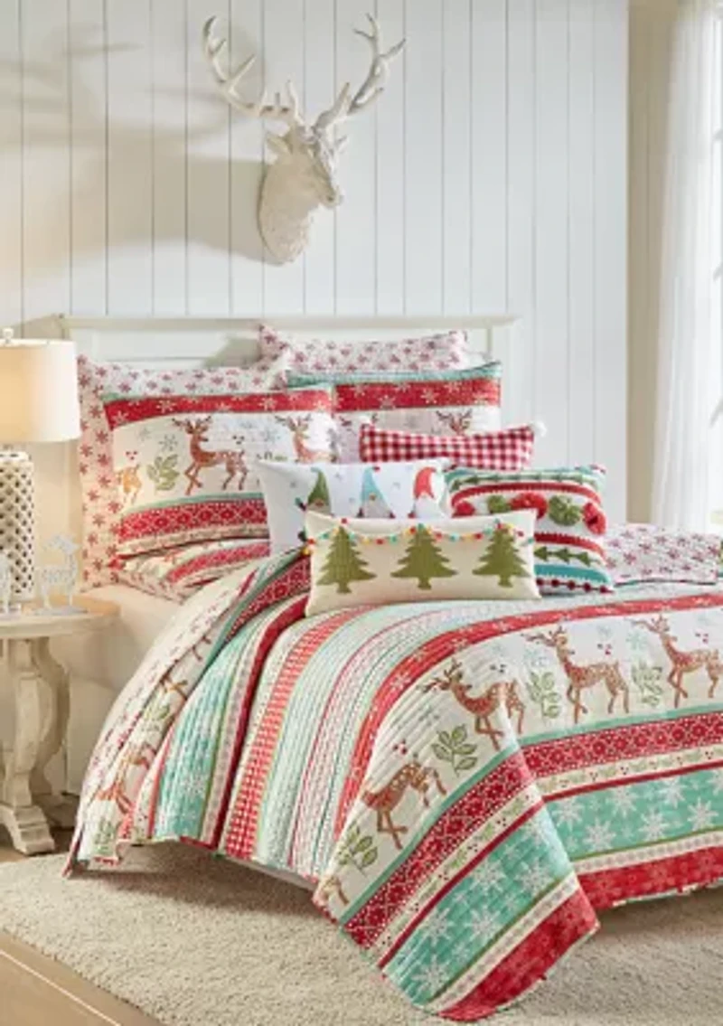 Let it Snow Sparkle Xmas Pom Pillow