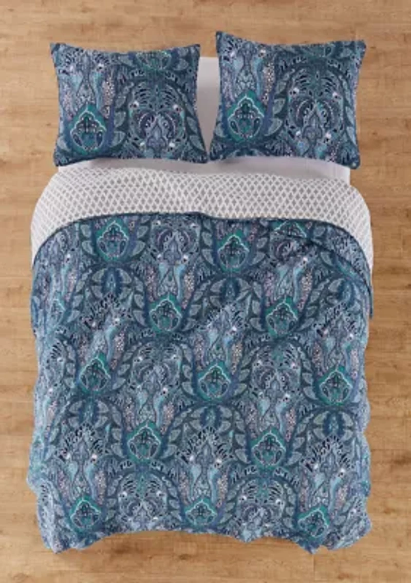 Bellamy Teal Full/Queen Quilt Set
