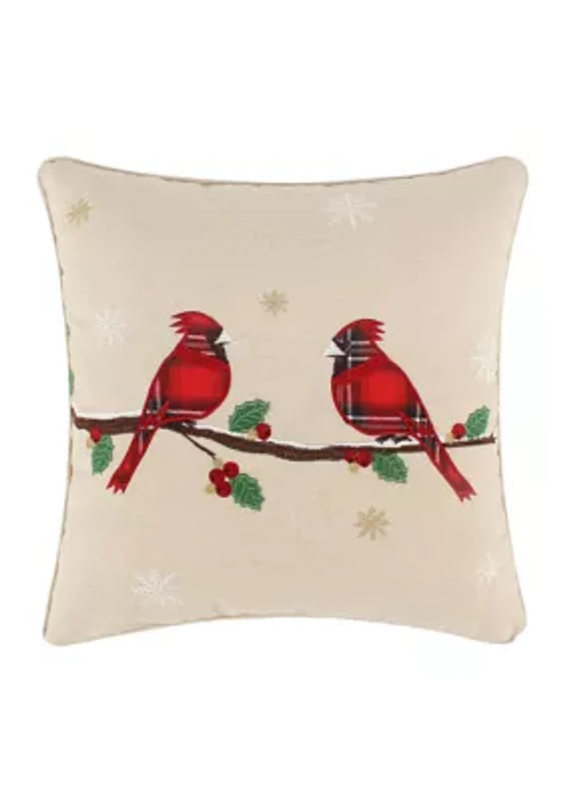 Mills Waffle Red Merry Birds Pillow - 18" x 18"