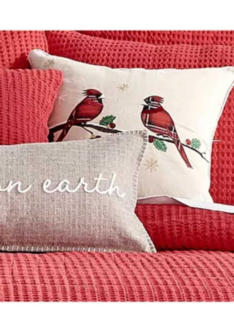 Mills Waffle Red Merry Birds Pillow - 18" x 18"