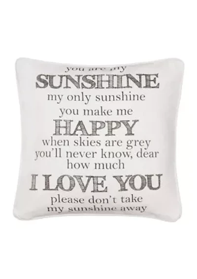 You are my Sunshine word pillow