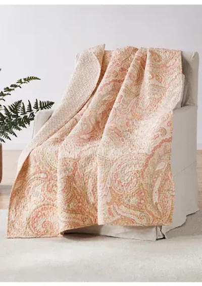 Spruce Coral Coral Quilted Throw