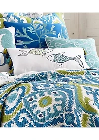 Embroidered Fish with Tassels Pillow