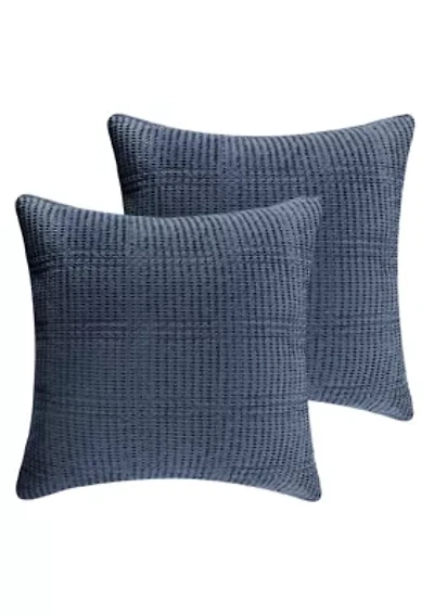 Cloud Waffle Navy Quilted Euro Sham 2pk
