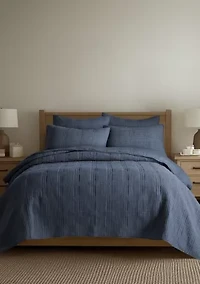 Cloud Waffle Navy Quilted Euro Sham 2pk