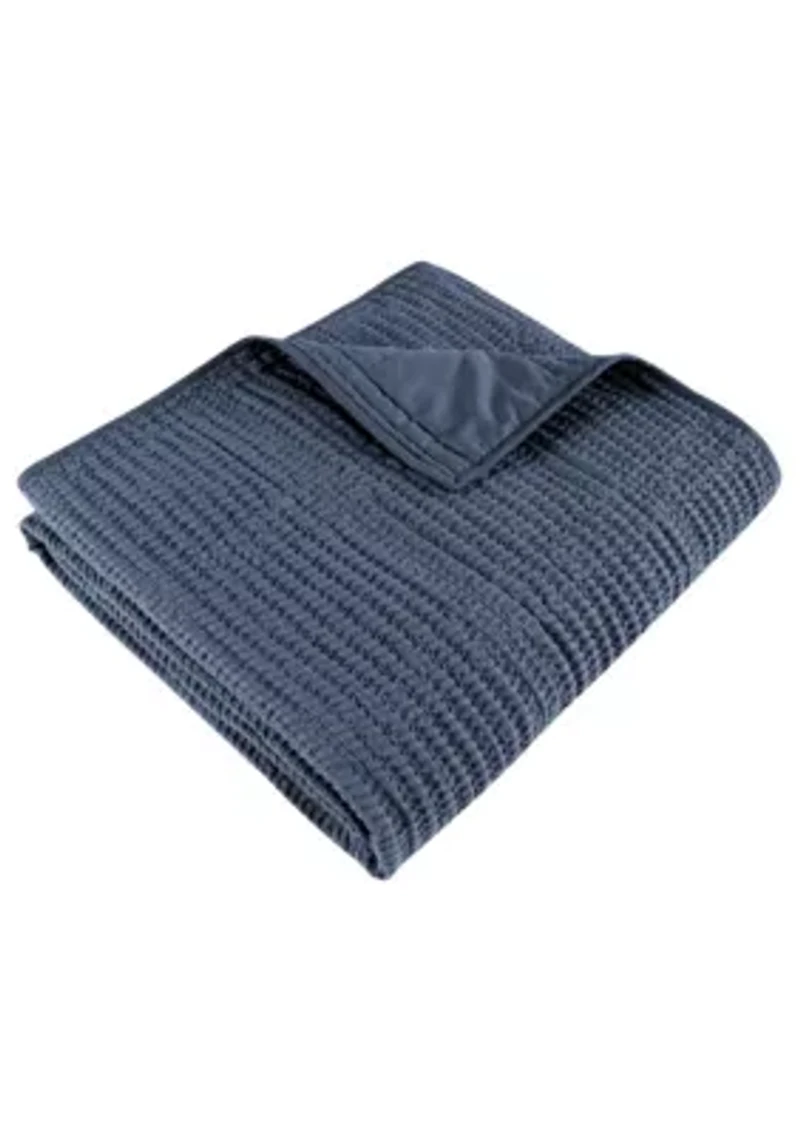 Cloud Waffle Navy Quilted Throw