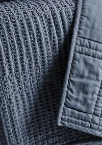 Cloud Waffle Navy Quilted Throw