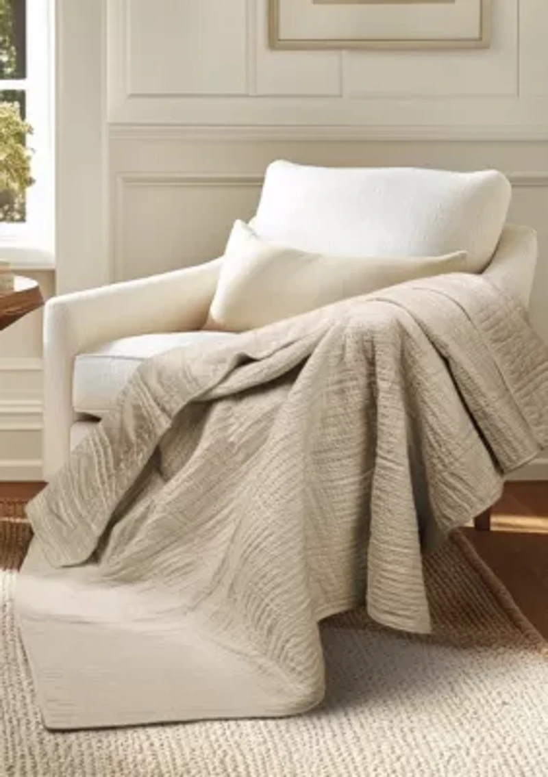 Cloud Waffle Taupe Quilted Throw