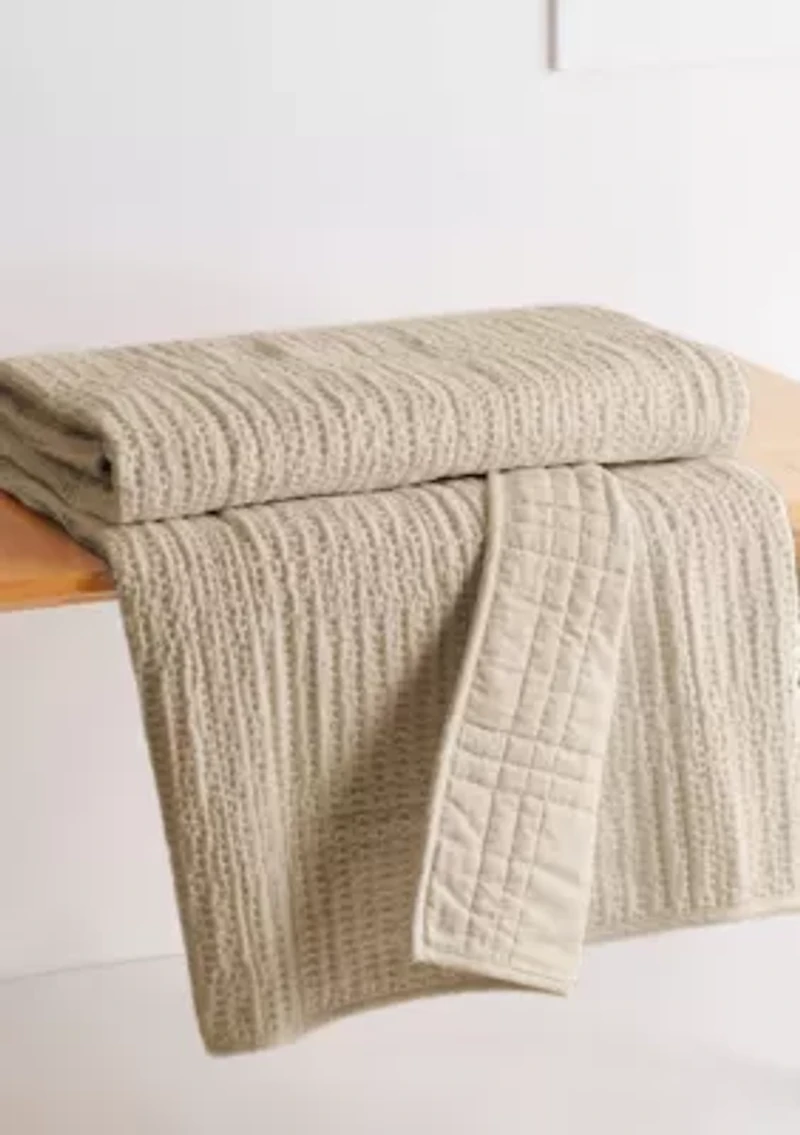 Cloud Waffle Taupe Quilted Throw