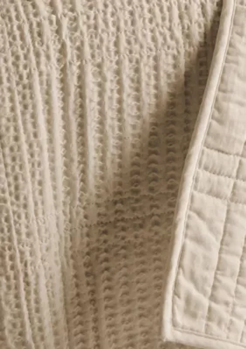 Cloud Waffle Taupe Quilted Throw