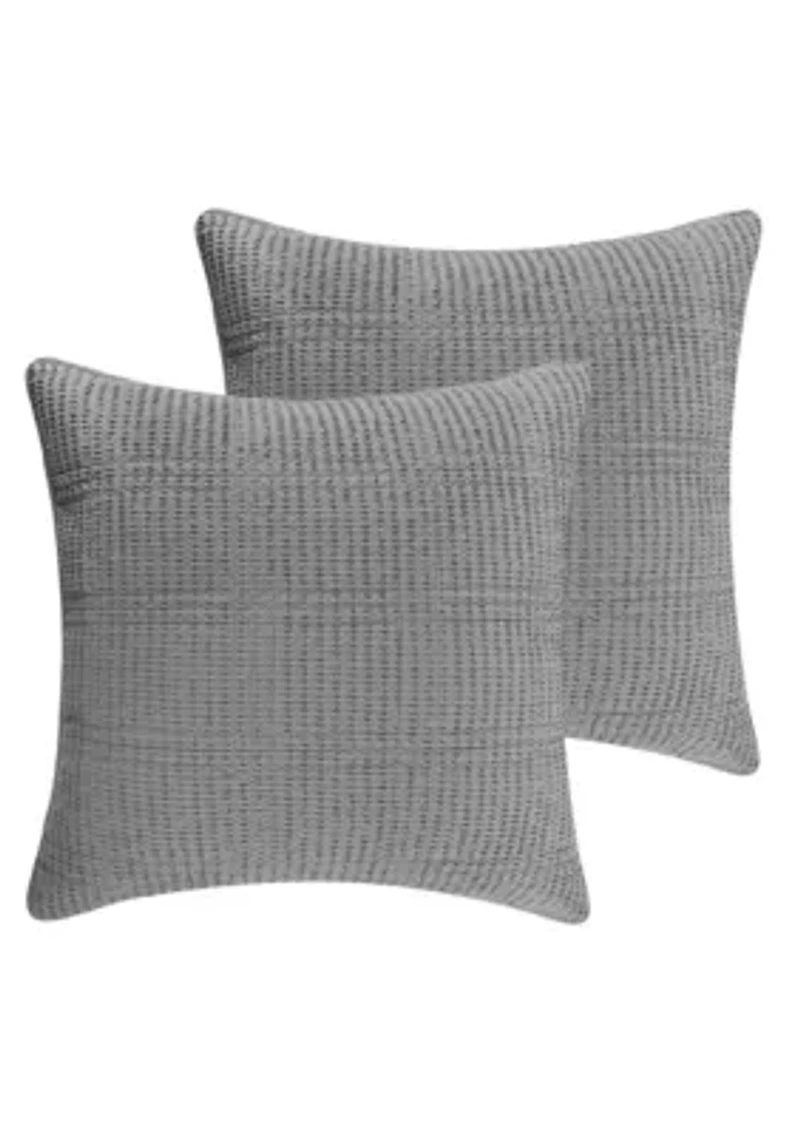 Cloud Waffle Grey Quilted Euro Sham 2pk