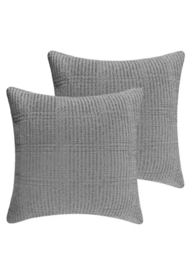 Cloud Waffle Grey Quilted Euro Sham 2pk