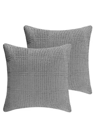 Cloud Waffle Grey Quilted Euro Sham 2pk