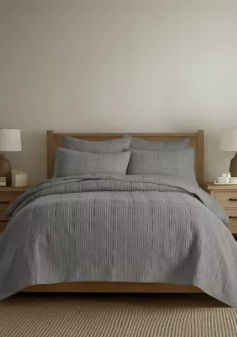 Cloud Waffle Grey Quilted Euro Sham 2pk