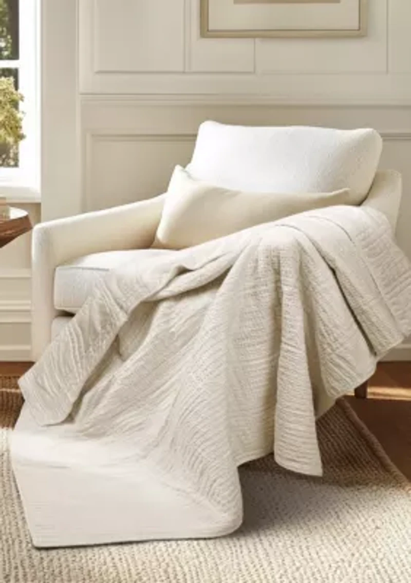 Cloud Waffle Grey Quilted Throw