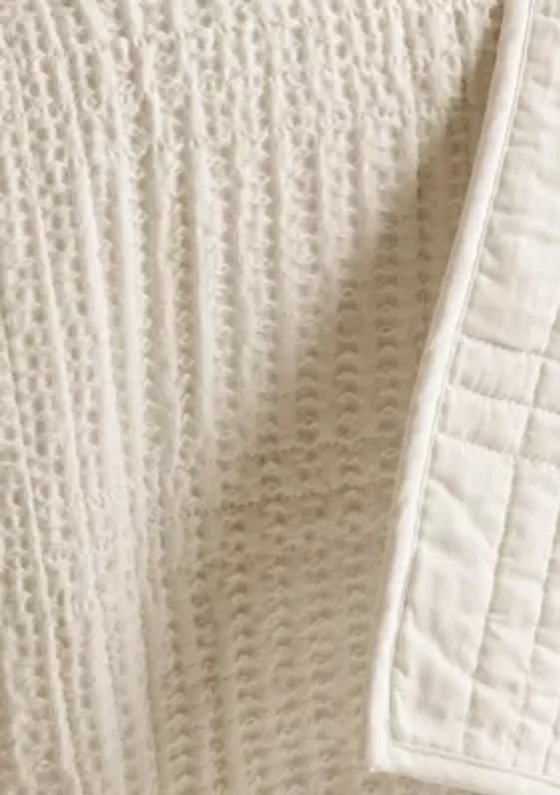 Cloud Waffle Grey Quilted Throw