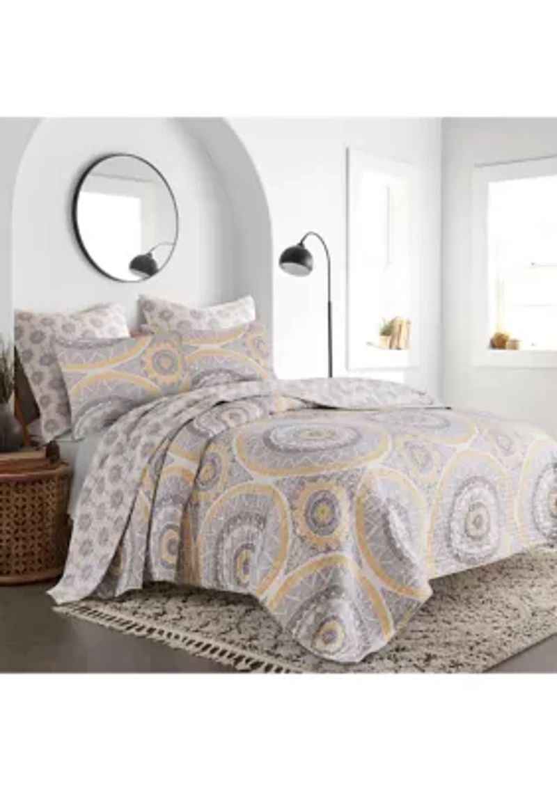 Luiza Ochre Full/Queen Quilt Set