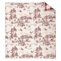 Winter Sleigh Ride Red Quilted Throw