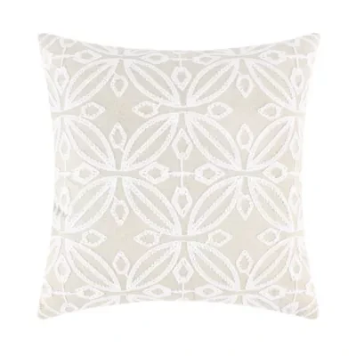 Aliza White Embroidered Medallion Pillow