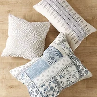 Aliza White Embroidered Medallion Pillow