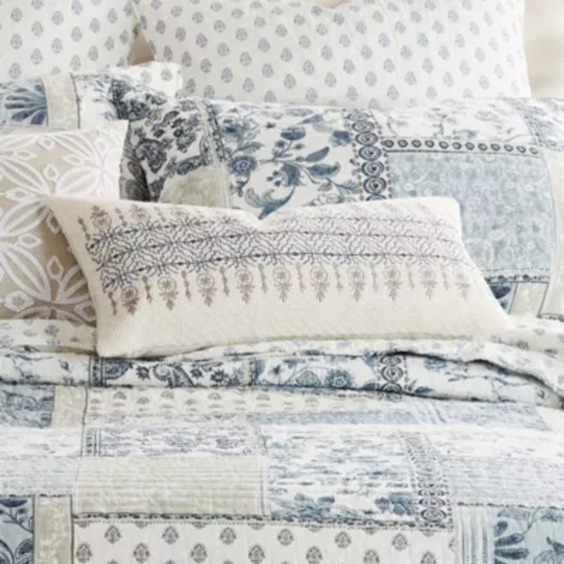 Aliza White Embroidered Medallion Pillow