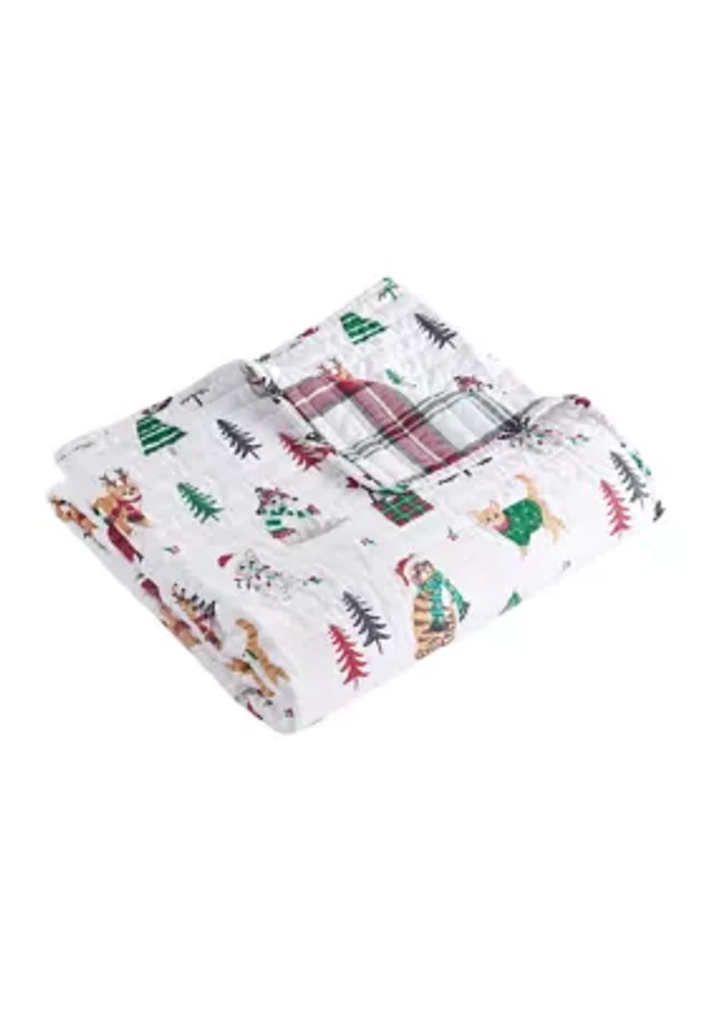 Meowy Christmas Quilted Throw