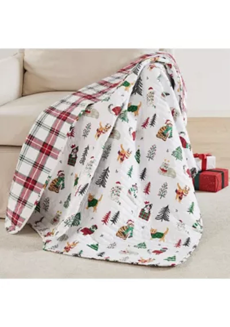 Meowy Christmas Quilted Throw