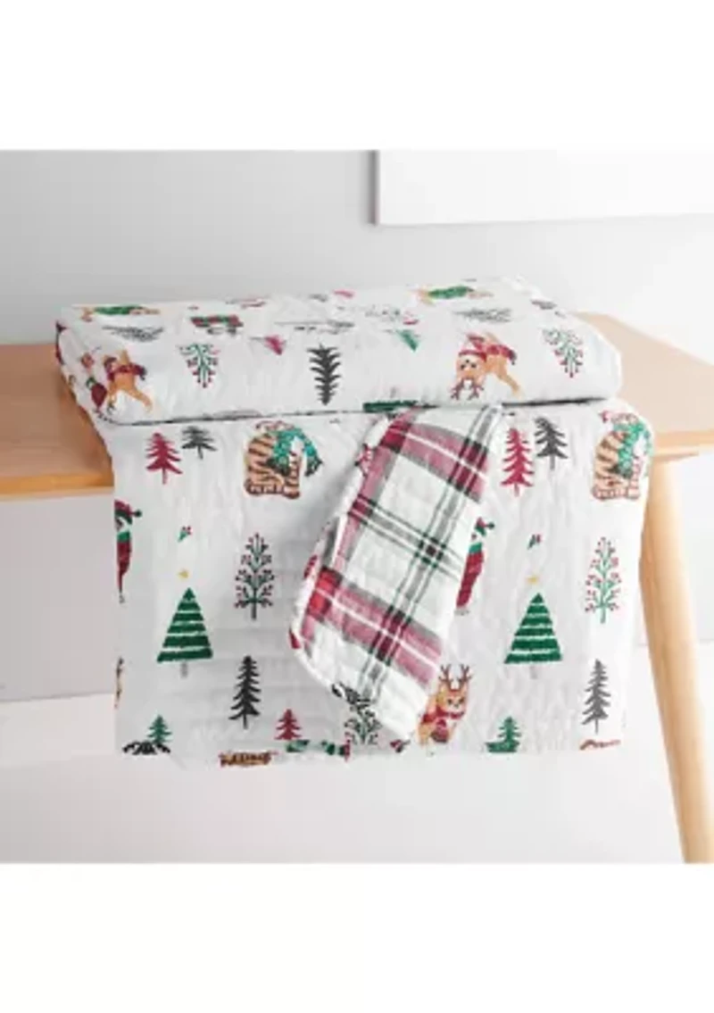 Meowy Christmas Quilted Throw