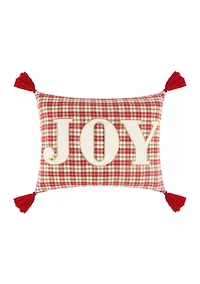 Home for Christmas Joy Plaid Pillow 14x18