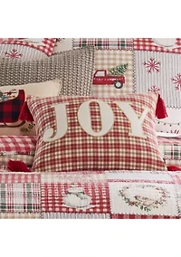Home for Christmas Joy Plaid Pillow 14x18