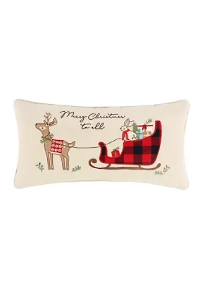 Home for Christmas Bunny Christmas Pillow - 12" x 24"