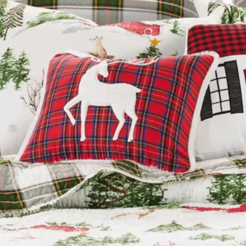 Tatum Pines Fur Deer Appliqued Pillow 14x18