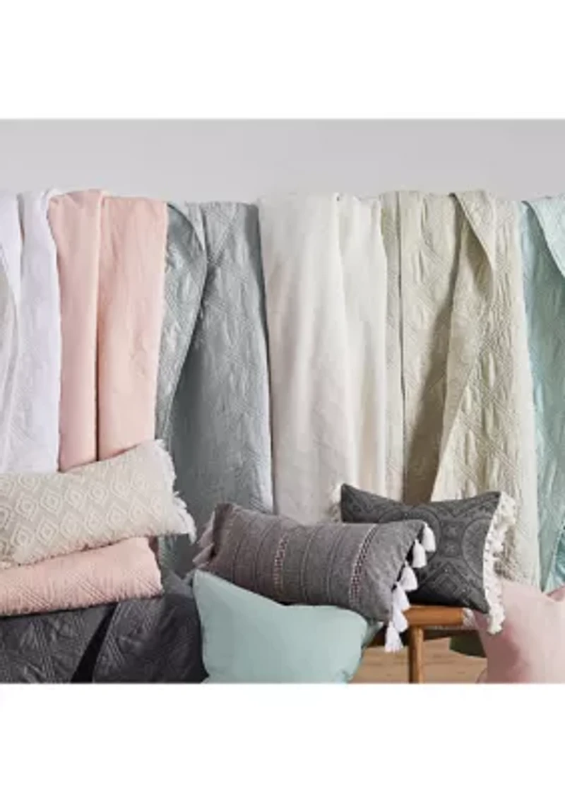 Black Crewel Stitch Tassel Pillow