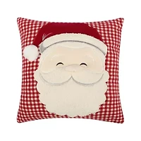 Peppermint Plaid Santa Applique Pillow 18x18