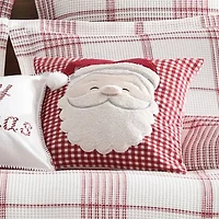 Peppermint Plaid Santa Applique Pillow 18x18