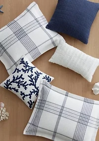 Waffle Plaid Coral Pillow 18x18