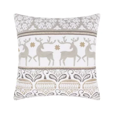 O Christmas Tree White Reindeer Dance Pillow 18x18