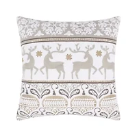 O Christmas Tree White Reindeer Dance Pillow 18x18