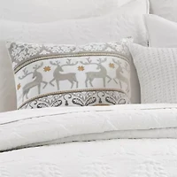 O Christmas Tree White Reindeer Dance Pillow 18x18